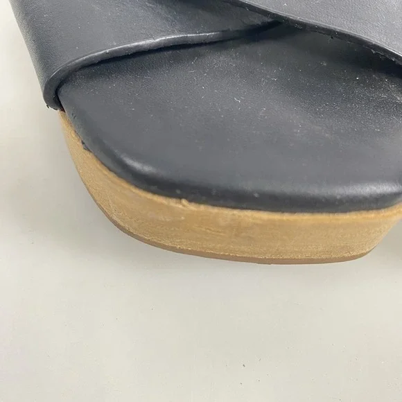 Everlane Shoes Womens Size 7 Sandals Clogs Platform Wooden Heel Buckle‎ Leather - Picture 5 of 15